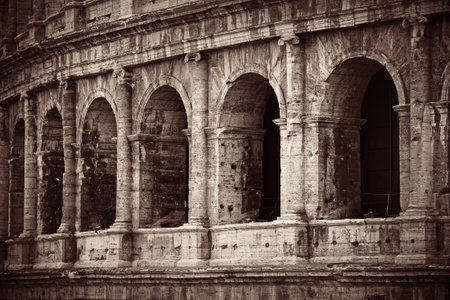 Colosseum closeup view, the world known landmark and the symbol of Rome, Italy.の写真素材