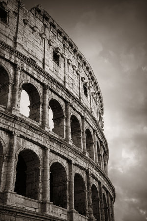 Colosseum closeup view, the world known landmark and the symbol of Rome, Italy.の写真素材
