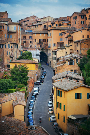 Old medieval town Siena in Italyの写真素材