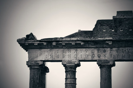Rome Forum with ruins of historical buildings. Italy.の写真素材