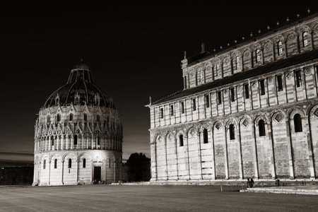 Pisa Piazza dei Miracoli with church dome in Italyの写真素材
