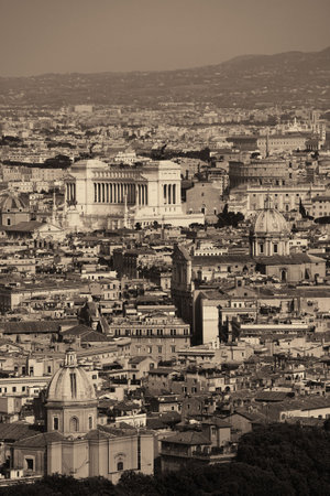 Rome city panoramic view from top of St. Peterâs Basilica in Vatican City.の写真素材