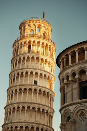 Leaning tower in Pisa, Italy as the worldwide known landmark.の写真素材