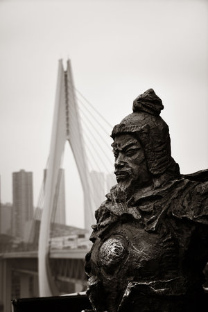 Bridge and city urban architecture in Chongqing, China.の写真素材