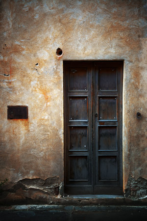 Vintage door and wall in Florence in Italyの写真素材