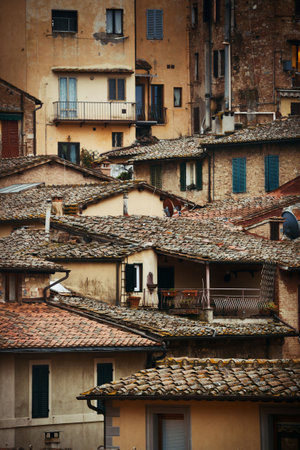 Old building background from Siena, Italy.の写真素材
