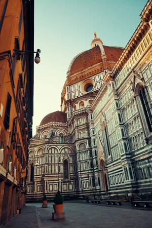 Duomo Santa Maria Del Fiore in Florence Italy closeup view.の写真素材