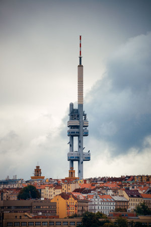 Prague skyline rooftop view with historical buildings in Czech Republic.の写真素材