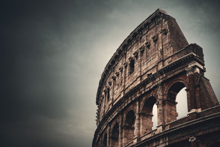 Colosseum closeup view, the world known landmark and the symbol of Rome, Italy.の写真素材