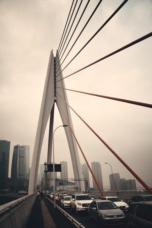 Bridge and city urban architecture in Chongqing, China.の写真素材