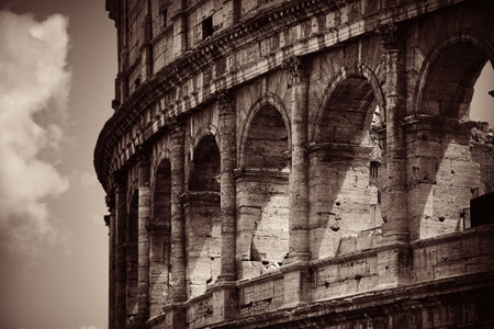 Colosseum closeup view, the world known landmark and the symbol of Rome, Italy.の写真素材
