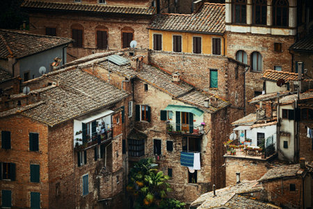 Old medieval town Siena in Italyの写真素材