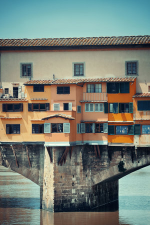 Ponte Vecchio over Arno River in Florence Italy.の写真素材