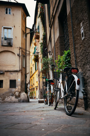 Lucca street view in Italyの写真素材