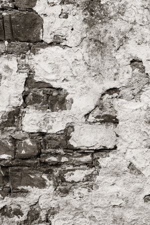 Brick wall abstract texture in Florence Italy black and whiteの写真素材