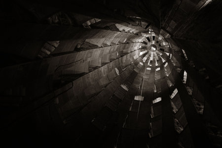 Old tower interior view in Barcelona in Spain