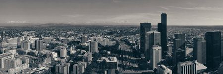 Seattle rooftop view with city urban architectureの写真素材