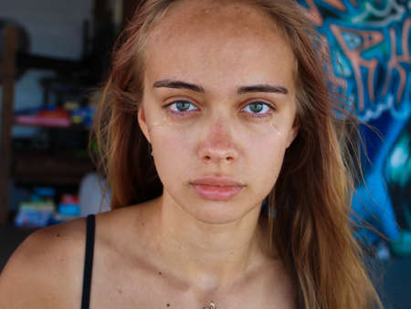 Cute girl is sad and crying