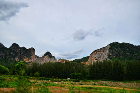 Beautiful view of landscape  at Khao E-Bid or Khao E-Go at Khao Yoi District, Phetchaburi province, Thailand.の写真素材