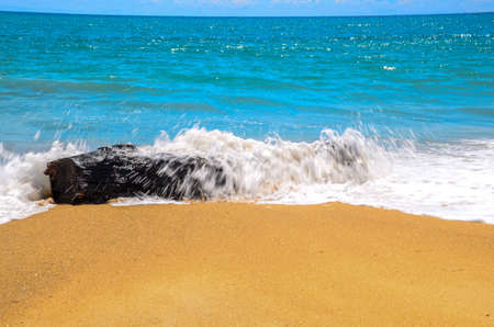 Had Mai Khao , beautiful wave , sea and sand beach viewの写真素材