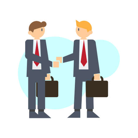 Two business man partner shaking hands and agreement. Business deal flat vector illustrationのイラスト素材