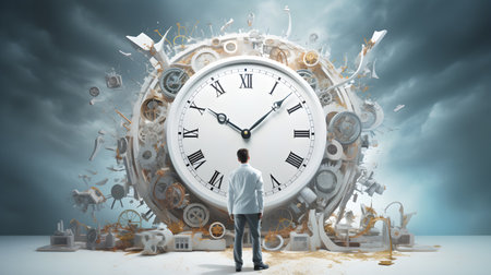 Time management concept, clocks visual art graphic illustration background, Business idea conceptの素材