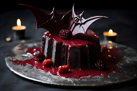 Spooky Halloween holiday party dessert for trick or treat, Sweet creepy candy cake, Sweetest day and Halloween treatsの素材