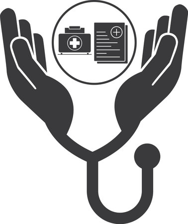 Doctor and document icon .stethoscope  art document   vector symbolのイラスト素材