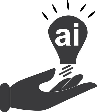 AI icon .Ai chipset on circuit board in futuristic concept suitable for future technology artwork .AI icon with hand and light  conceptのイラスト素材