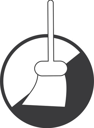 DUST ICON. Cleaning service icon with dust brush and bubbles vector illustration .のイラスト素材