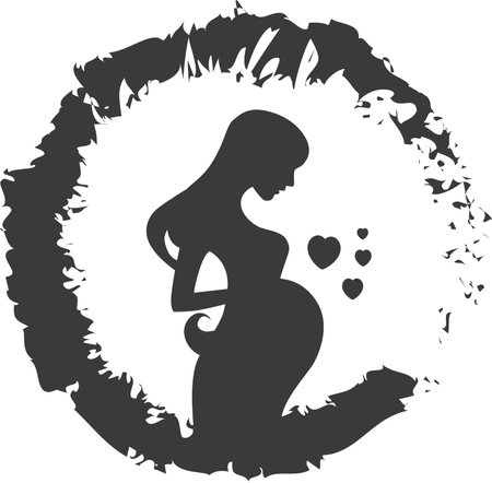 Pregnant icon in black style isolated on white background. Pregnancy symbol stock bitmap illustration.のイラスト素材