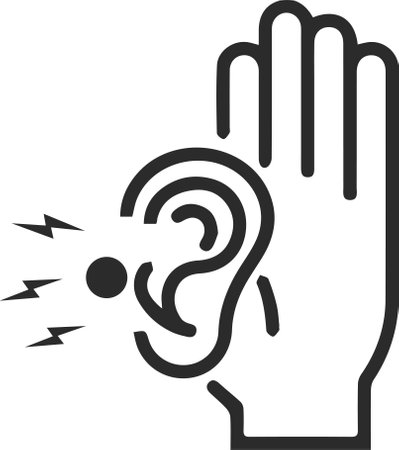 Ear sound icon. Outline ear sound vector icon for web design isolated on white backgroundのイラスト素材