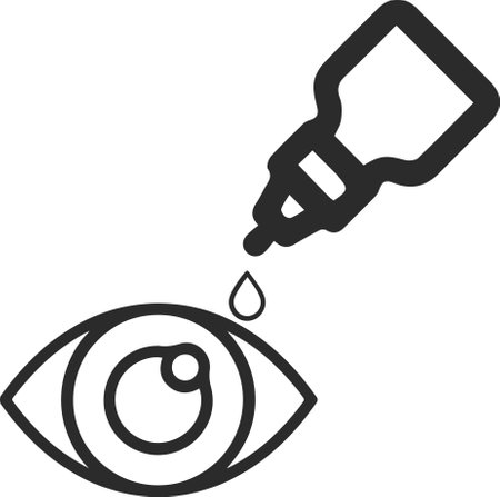 Eye infection icon, Dry redness eyes. treatment. Applying eye drop. Suffering from irritated eye.のイラスト素材