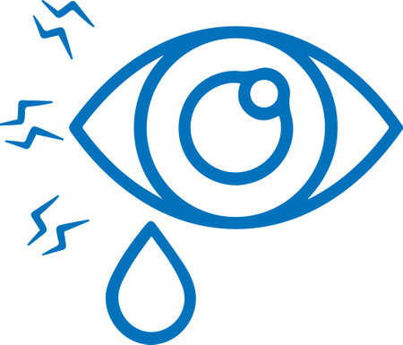 eye infection icon blue version, Teary or watery eyes icon vector designのイラスト素材