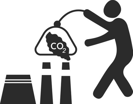Hands capture co2 cloud icon, capture co2 gas icon black vectorのイラスト素材