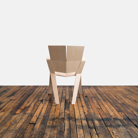 wooden chair on wooden floor with white background. 3d renderingの写真素材