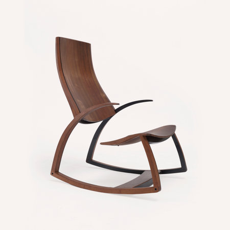 wooden armchair isolated on white background. 3d render.の写真素材