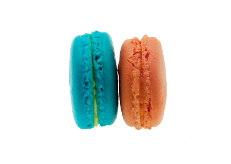 Colorful macaroons on white background .の写真素材
