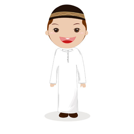 Featuring a Boy Wearing Muslim Clothing.のイラスト素材