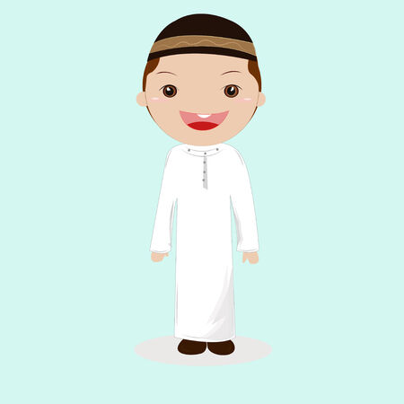 Featuring a Boy Wearing Muslim Clothing.の写真素材