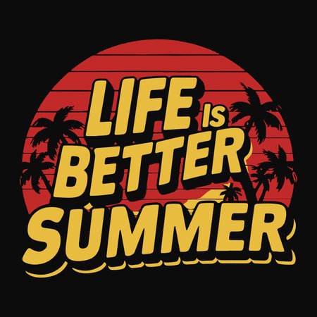 Life is better summer typography, t-shirt graphics, vector illustrationのイラスト素材