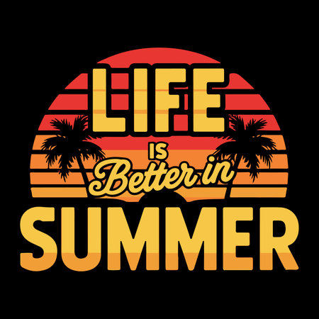 Life is better on summer typography design, t-shirt graphics, vector illustrationのイラスト素材