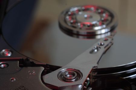 Close up of a hard-drive and components