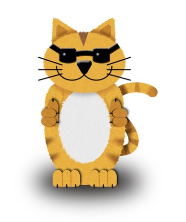 Illustration of a cool cat in sunglasses against a white backgroundの写真素材