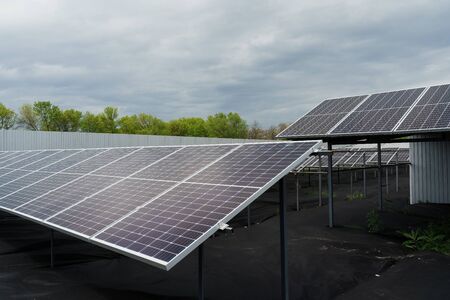 Sun solar panels electricity sustainability of planet. Green energy for home. Solar cells power...