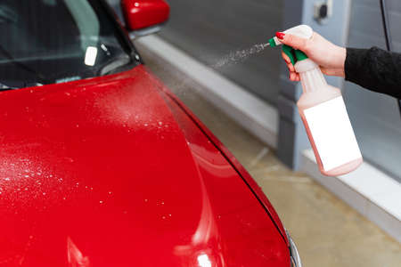 Liquid wax spray for car body protection. Protection of paintwork.の写真素材