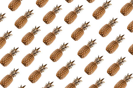 Pineapple pattern mix of tropical citrus fruits on white background.の写真素材