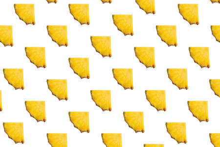 Pineapple pattern mix of tropical citrus fruits on white background.の写真素材