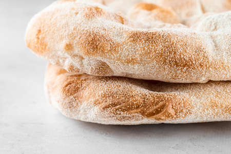 Dough for pinsa romana on light background. Gourmet italian cuisine.