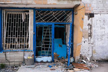Consequences of the bombing of civilian houses. Russia military invasion of Ukraineのeditorial素材